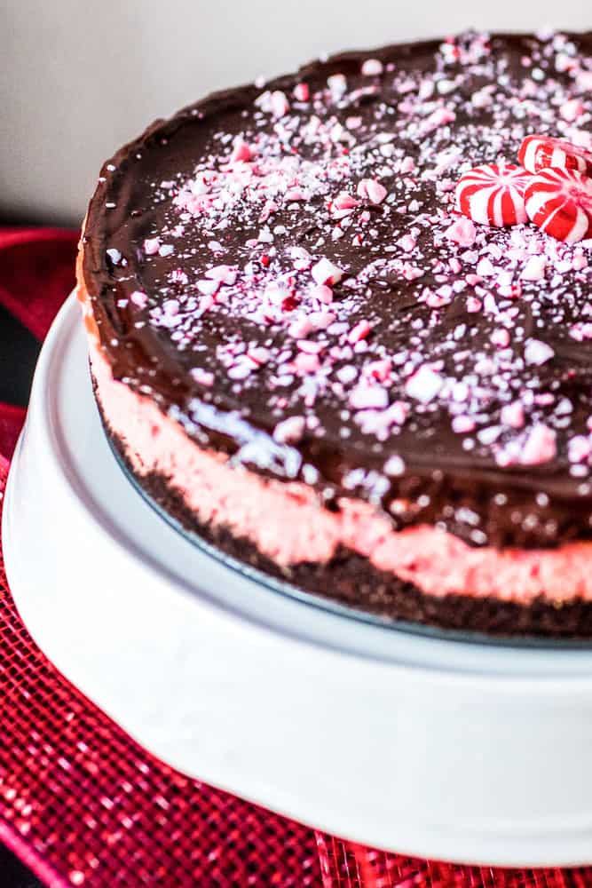 Low Carb Chocolate Peppermint Cheesecake Recipe that tastes great.  Easy Christmas Dessert Recipes
