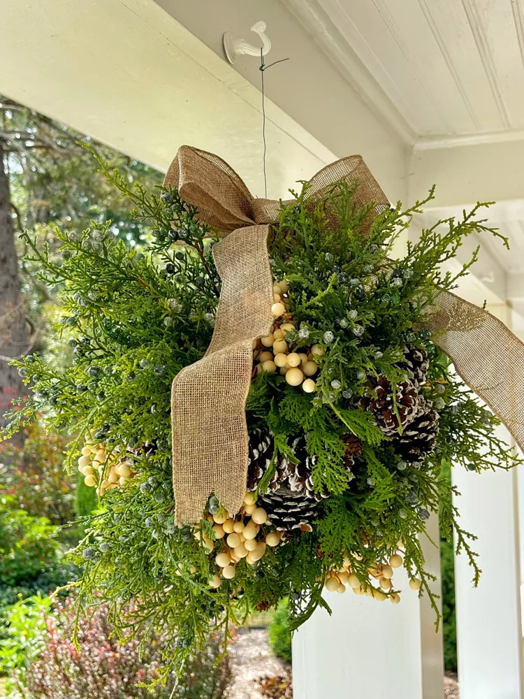 How to make a kissing ball with faux greenery for Christmas Decorating Tips