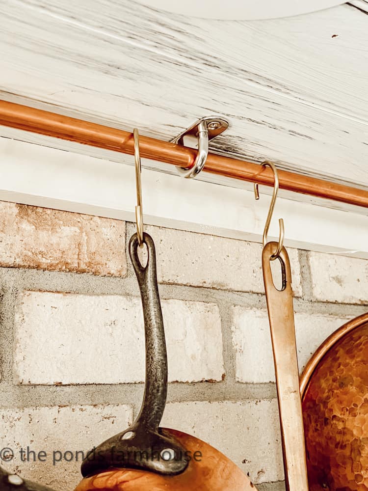 hooks for DIY Farmhouse style pot hanging rack