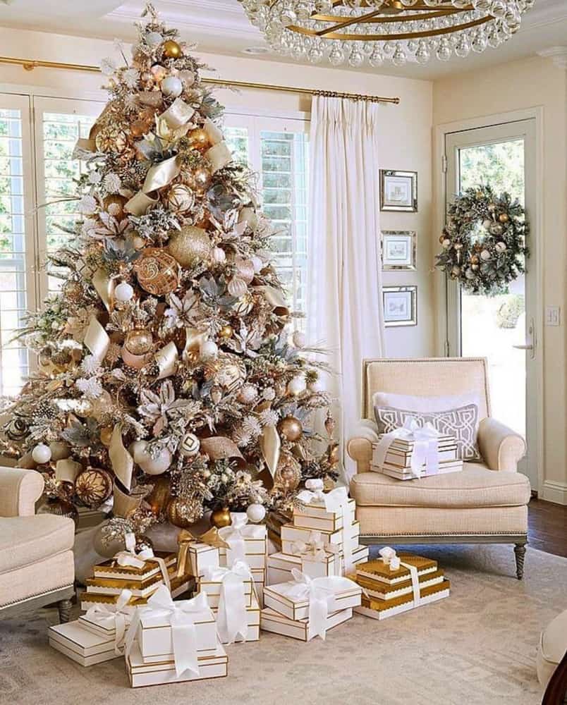 Gold White and Silver Christmas Tree