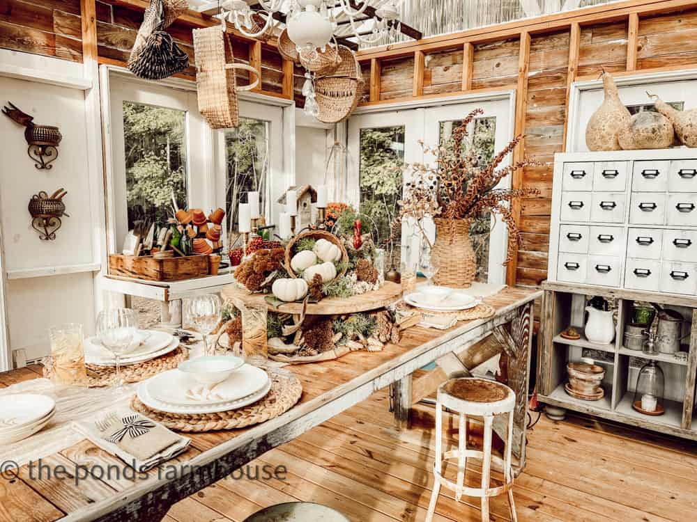 Friendsgiving Brunch Table Setting inside She Shed for Fall Decorating Ideas