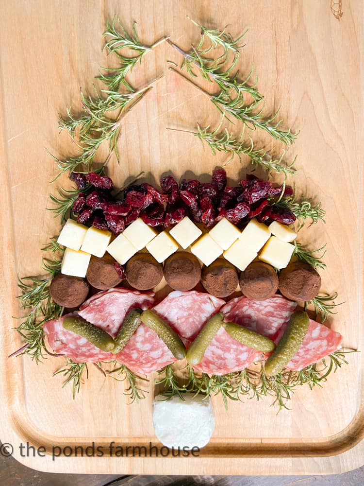  rosemary sprigs form a base for the Christmas Tree Appetizer