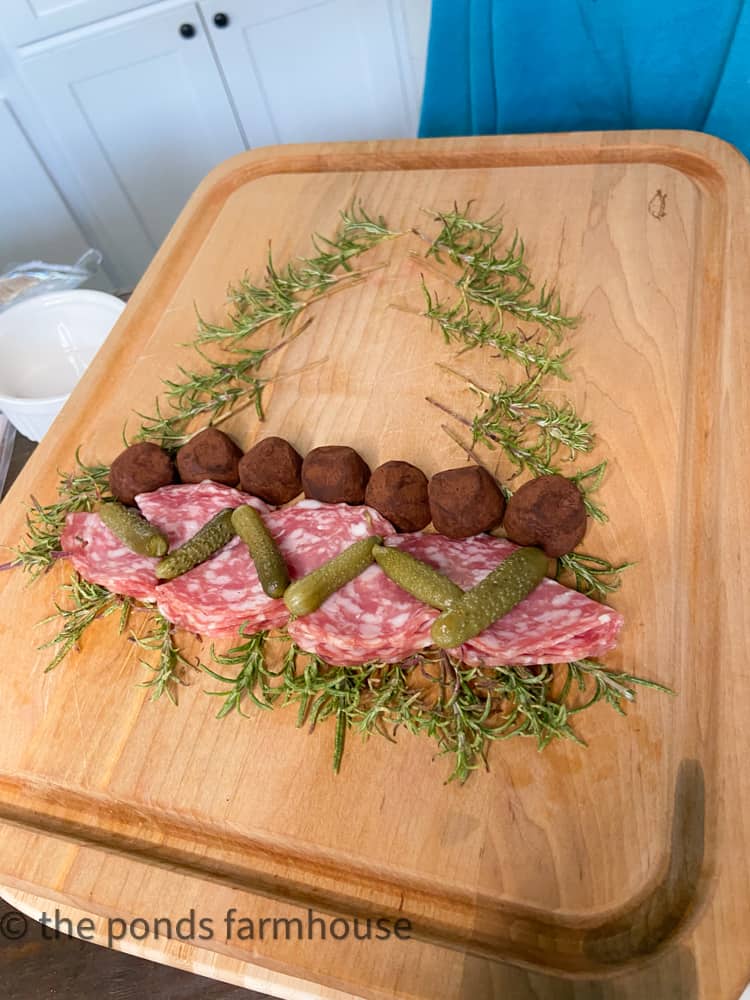 Add meats, pickles and sweet truffles to Charcuterie Board for Christmas