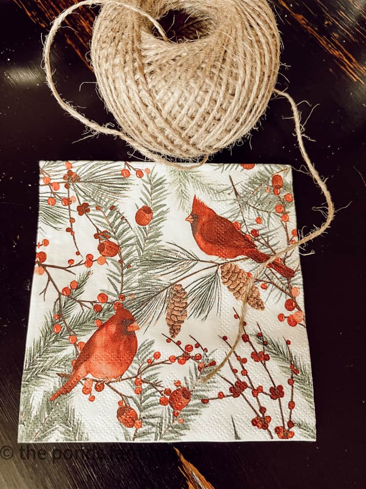 Cardinal Napkins for DIY Christmas Project.