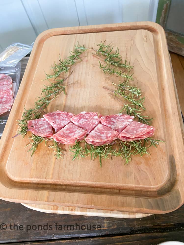 Fold Salami to form the bottom of the Christmas Tree Shaped Board