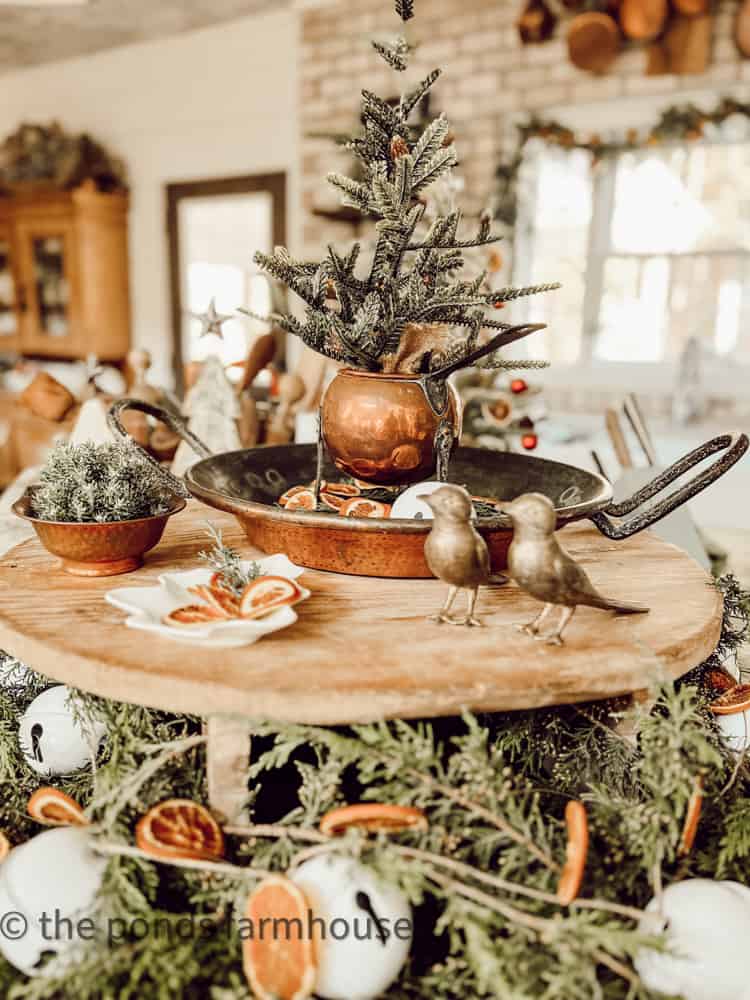 Vintage French Cheese Board, antique brass and copper pieces for Farmhouse Kitchen Island Centerpiece