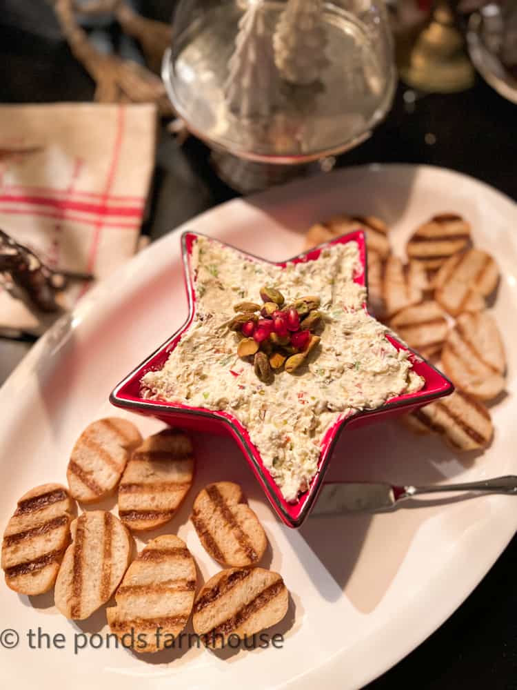 Zesty Pistachio Cream Cheese Veggie Spread Appetizer Recipe for Christmas Entertaining.