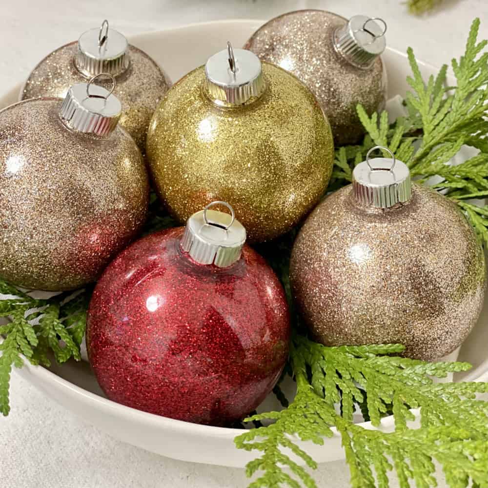 DIY Christmas Ornaments with glitter.