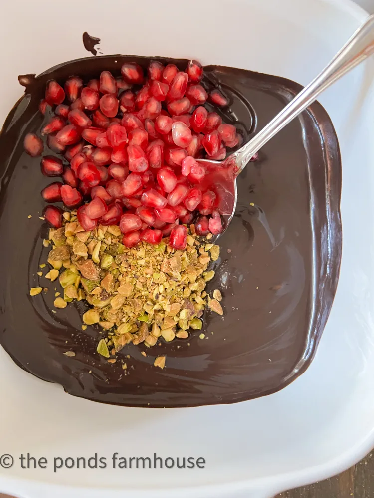 Add ingredients to melted dark chocolate