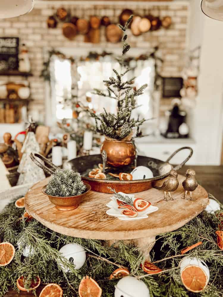 Vintage French Cheese Board, antique brass and copper pieces for Farmhouse Kitchen Island Centerpiece