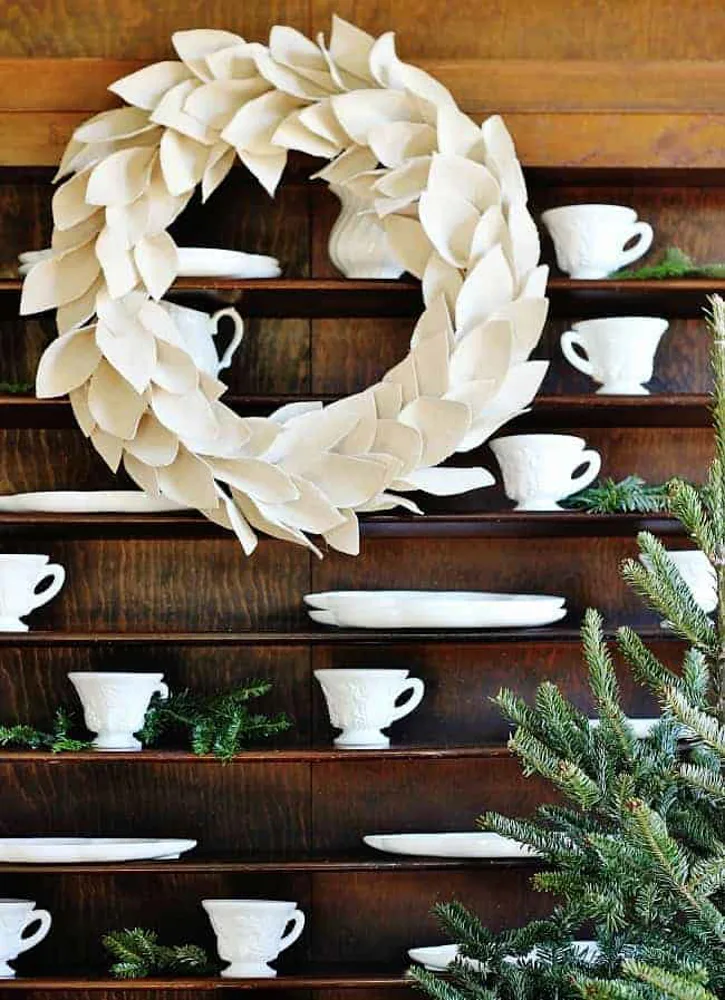 Unique DIY Drop Cloth Wreath for Christmas Decorating.