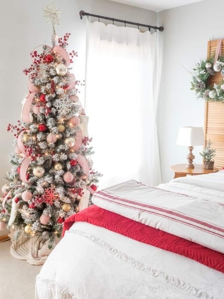 Christmas tree in bedroom.
