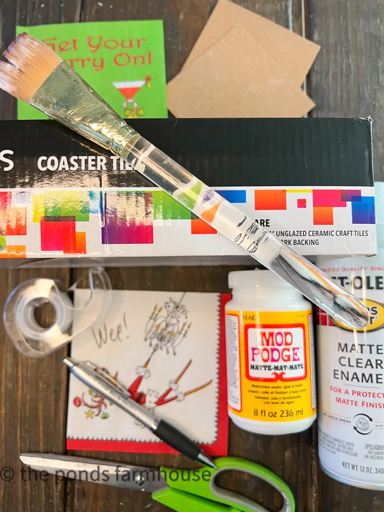 Supplies for DIY Gift Ideas Christmas Napkin Decoupage Ideas