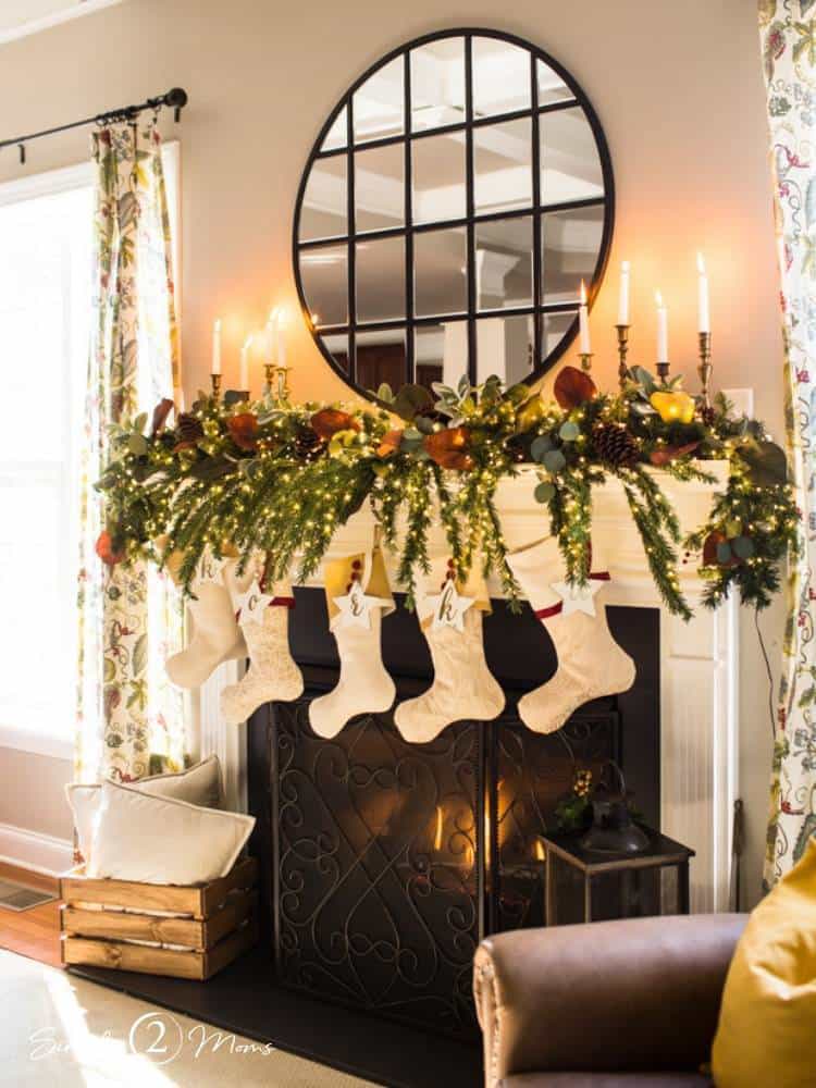 Make greenery full and fluffy with tips and tricks for Christmas Decorating and Holiday Mantel ideas.