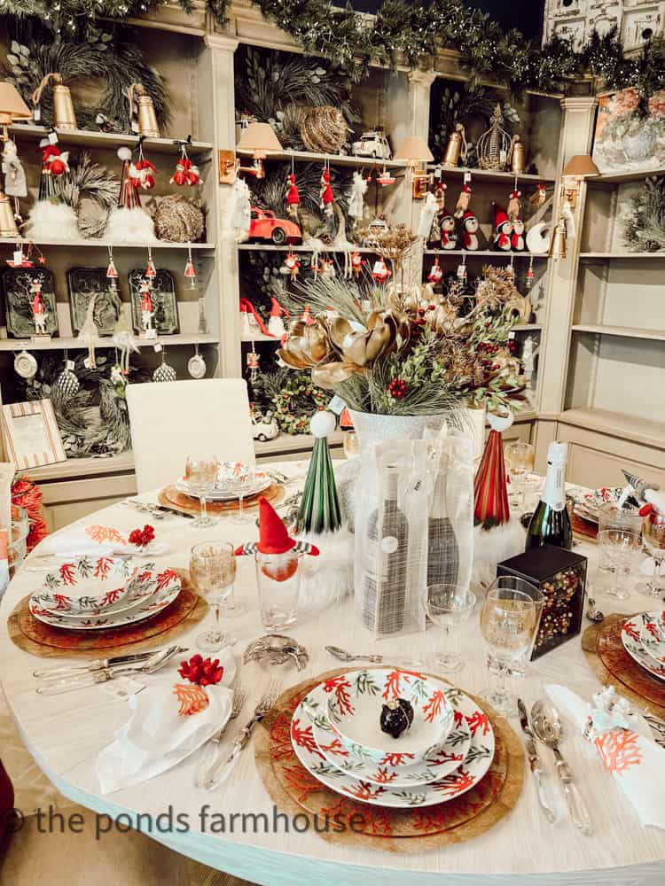 Coastal Christmas Tablescape in boutique shop.