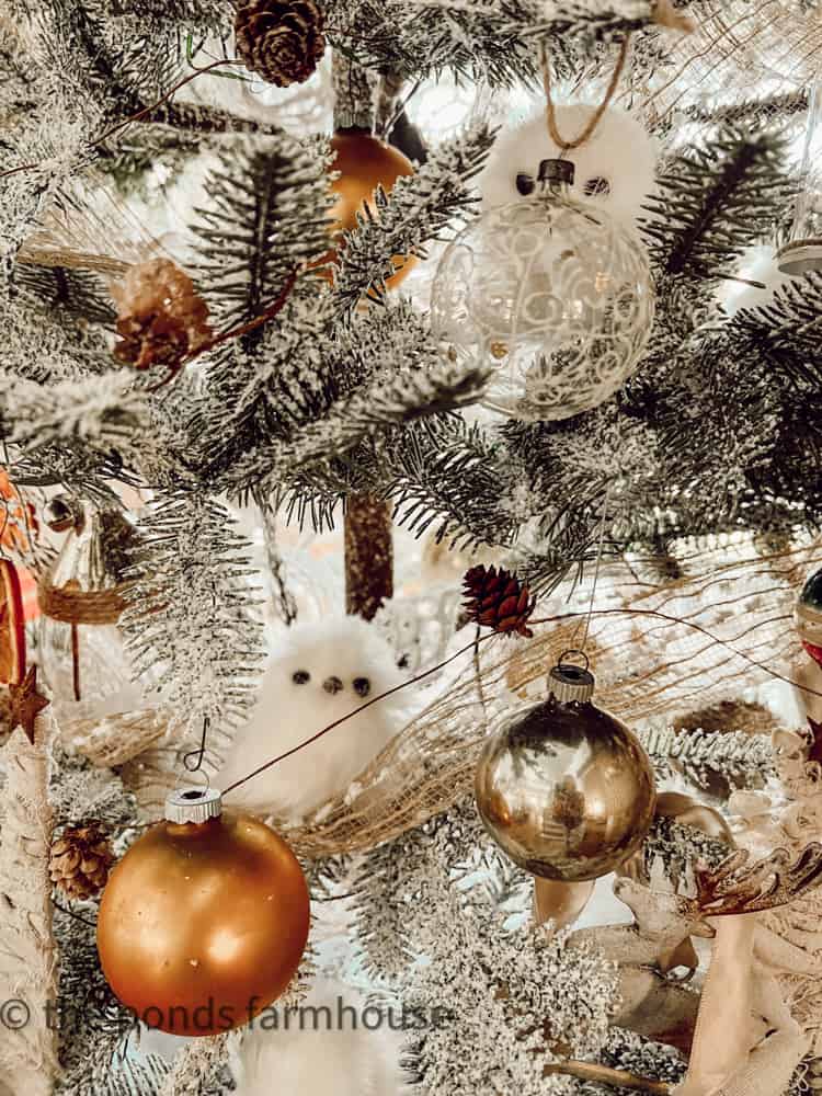 Cheap Christmas Tree Decorating Ideas with vintage thrift store ornaments for cheap