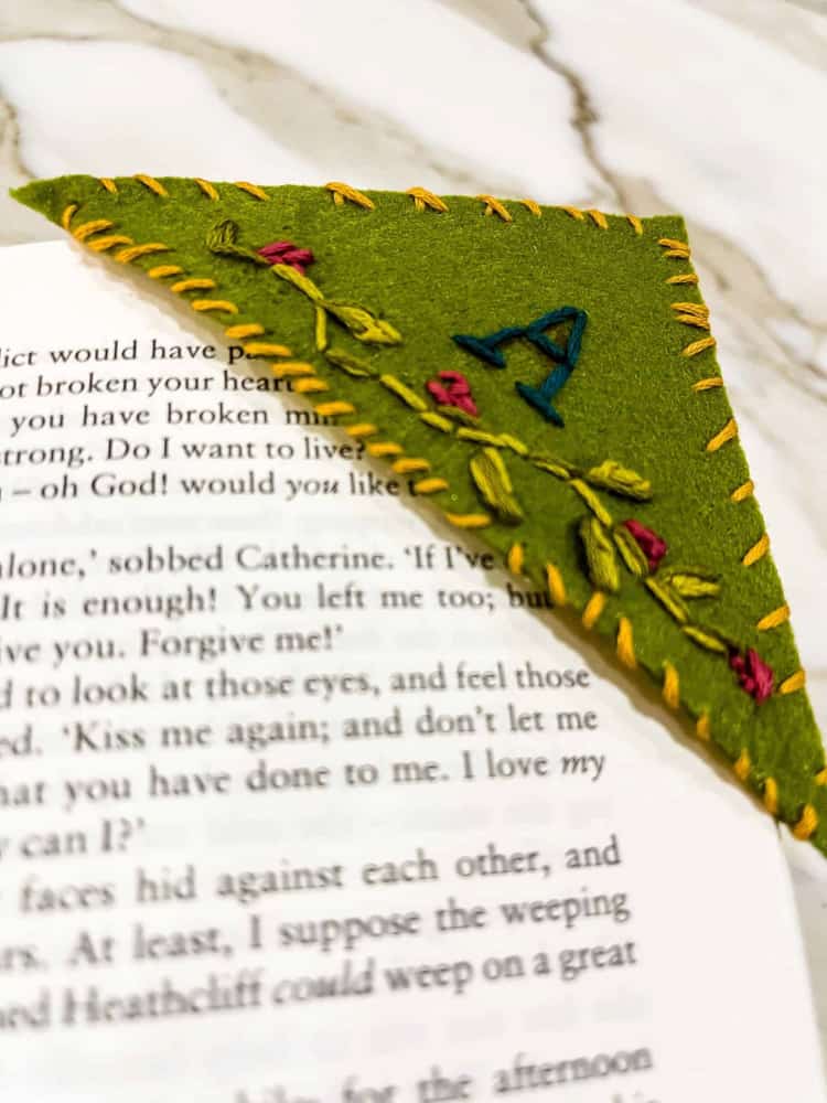 Felt Book Markers with embroidered initials.