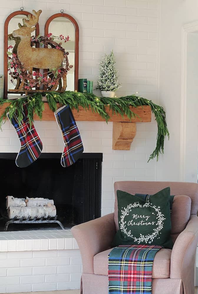 Create a Rustic Mantel Decor with simple tips and Christmas Greenery Ideas.