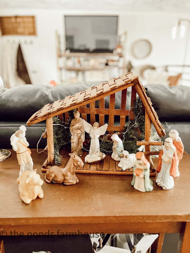 Nativity Scene on the sofa table.  