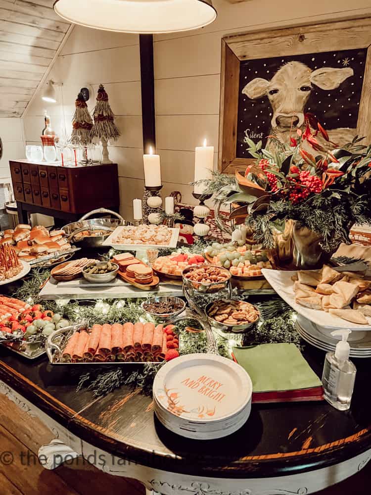 Table set with Christmas Party Ideas for Food at annual party.