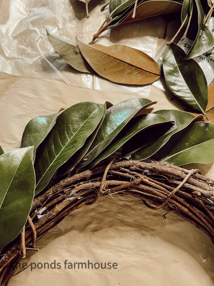 How to Make A DIY Christmas Wreath with Magnolia Leaves.