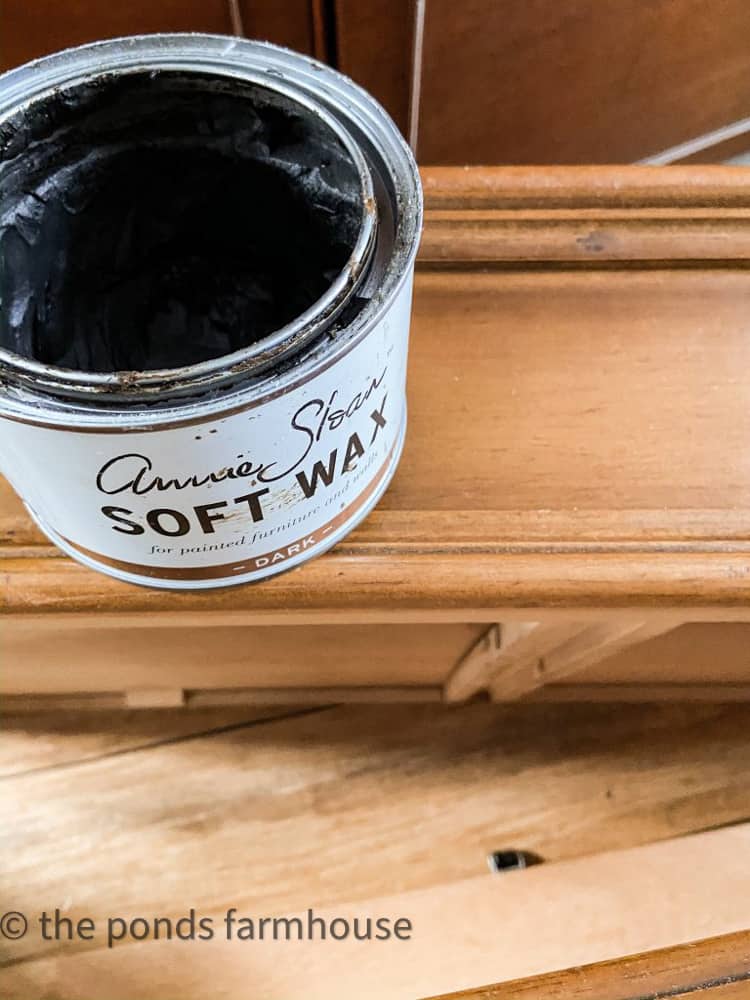 Dark wax on the unfinished drawers Before and after