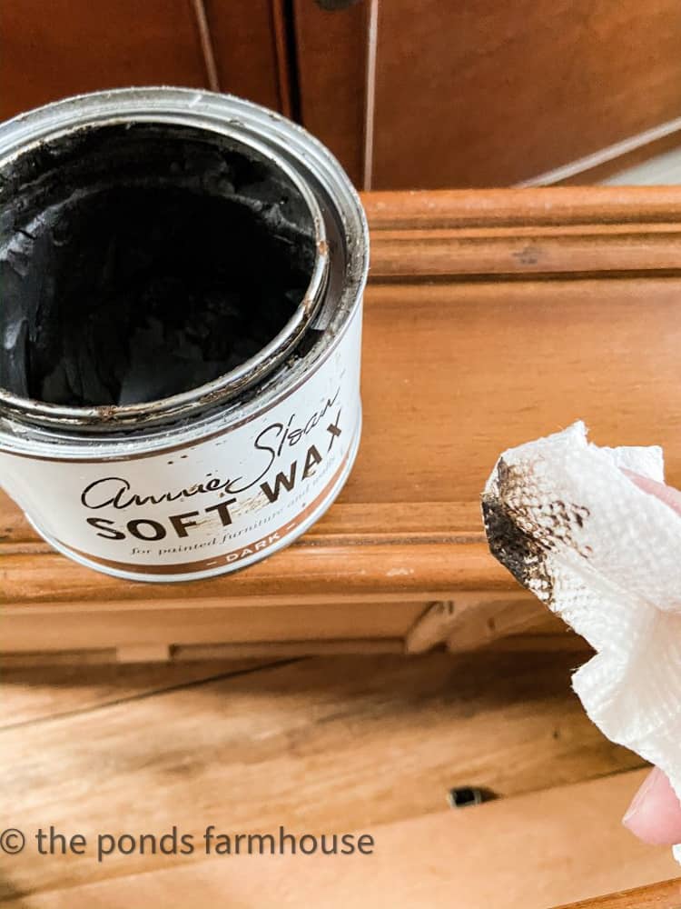 Dark wax on the unfinished drawers Before 