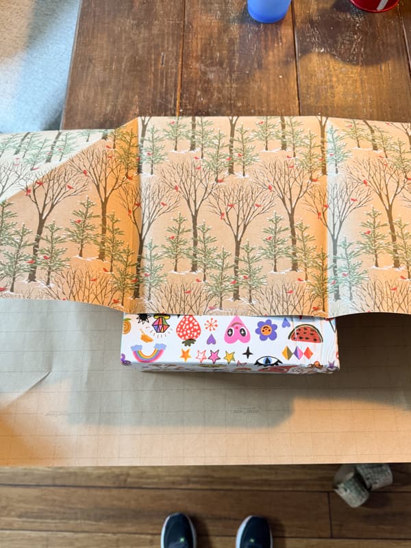 Gift wrap with pockets step 1