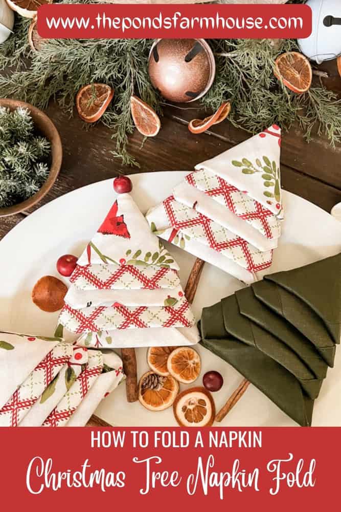 How to Fold A Napkin - Christmas Tree Napkin fold tutorial - creative tablescape ideas.