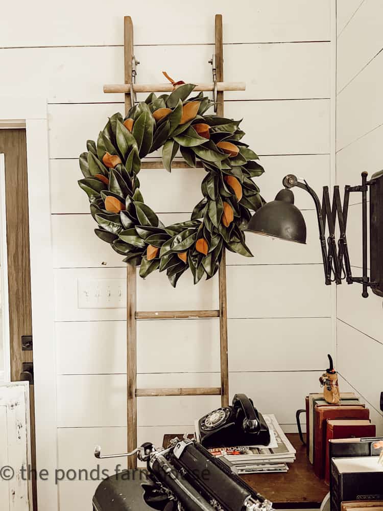 The Secret To making an Easy Magnolia Wreath with fresh leaves.