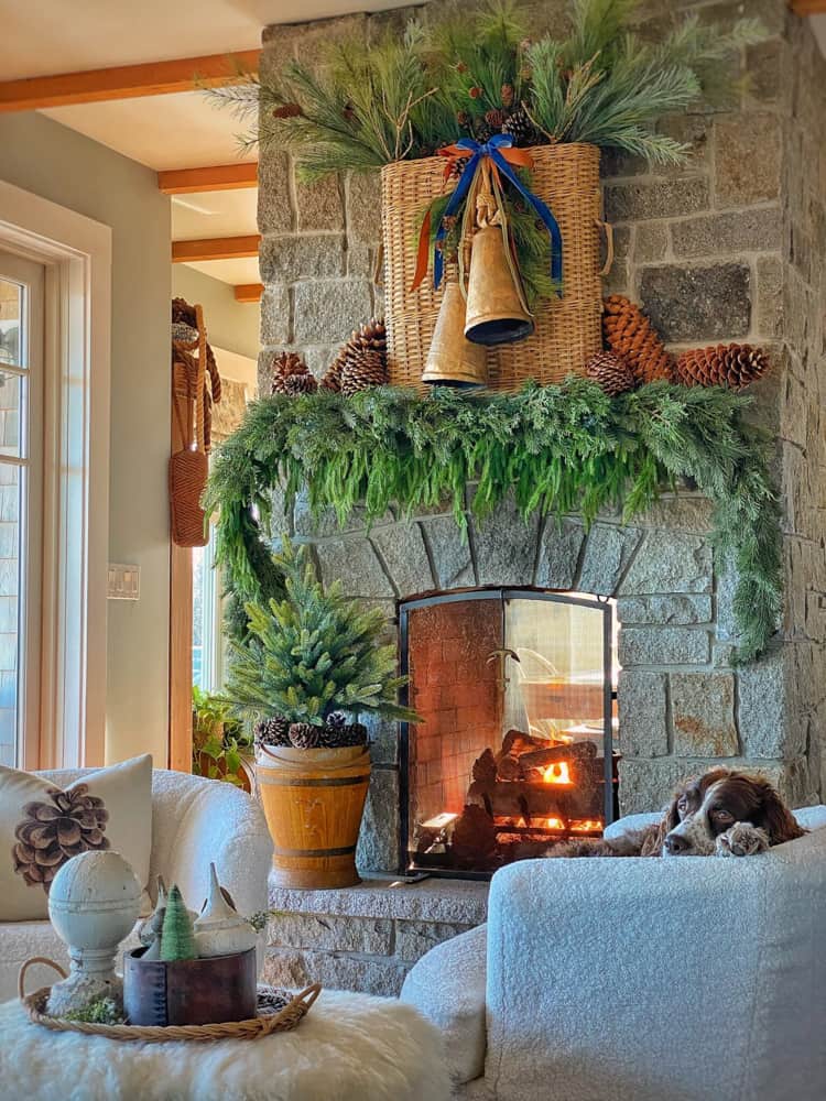 Natural Greenery Christmas Mantel