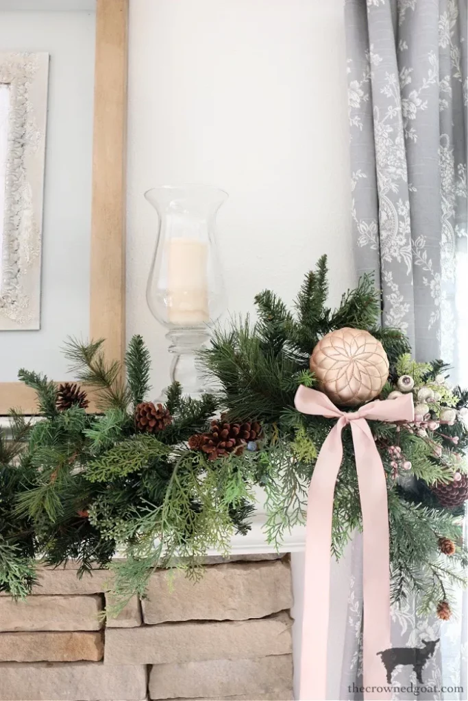 Pastel Pink Mantel Decorating for Christmas