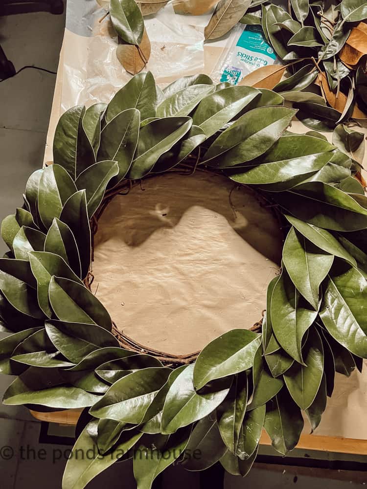 How to Make a Magnolia Wreath with fresh leaves for Christmas