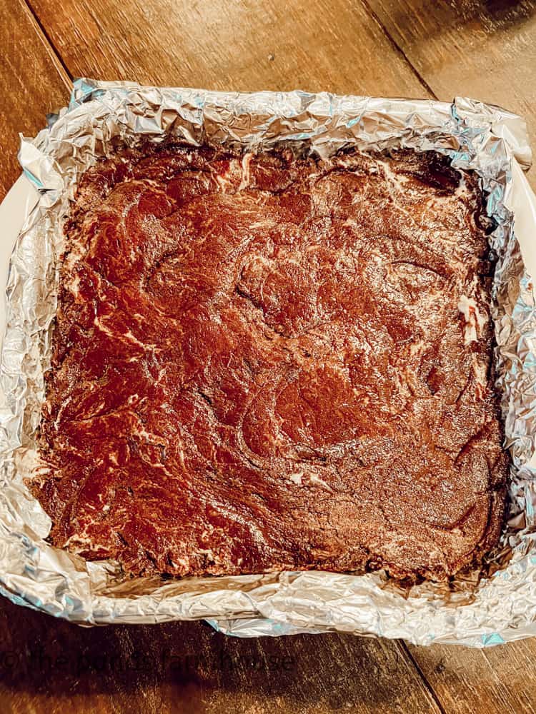 Dark Chocolate Fudge in square pan.