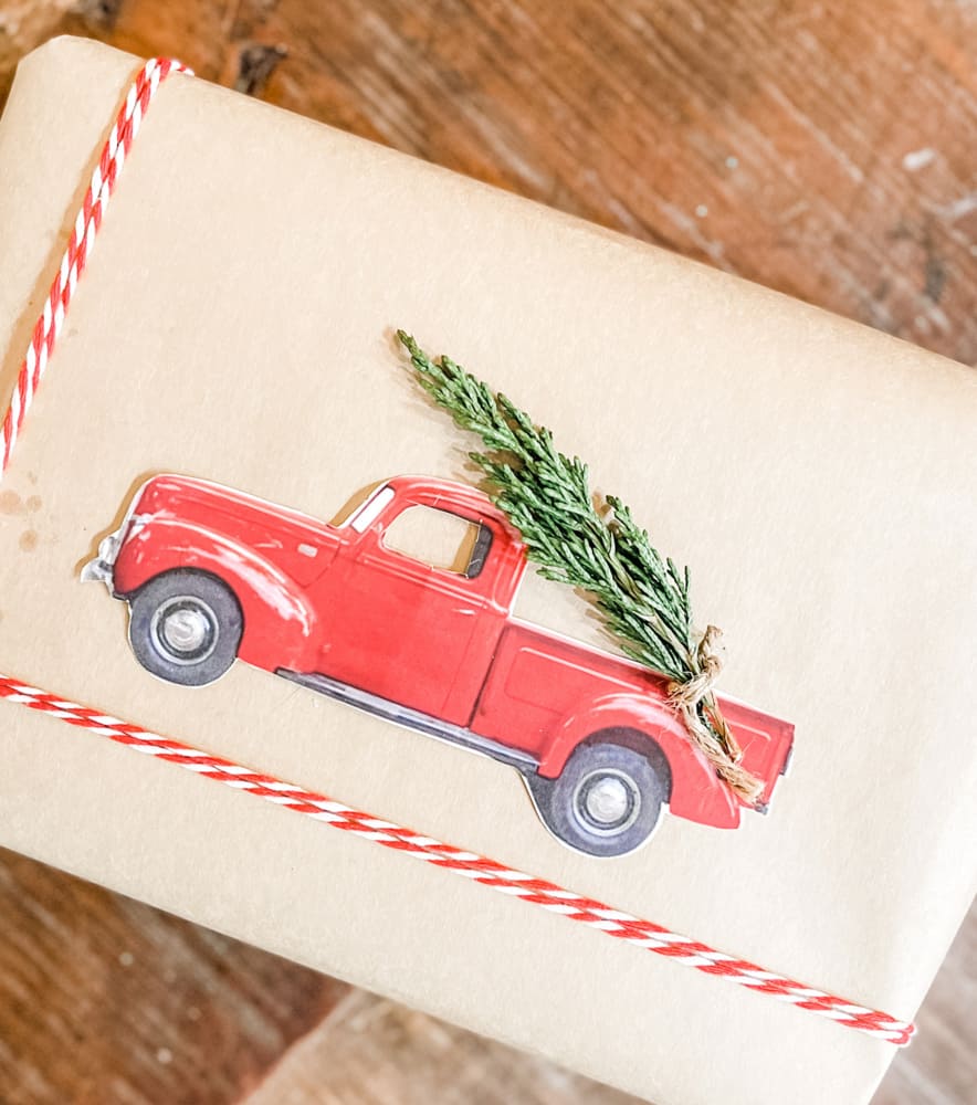 Use Evergreens to wrap a pretty Christmas Package for a Rustic Look.