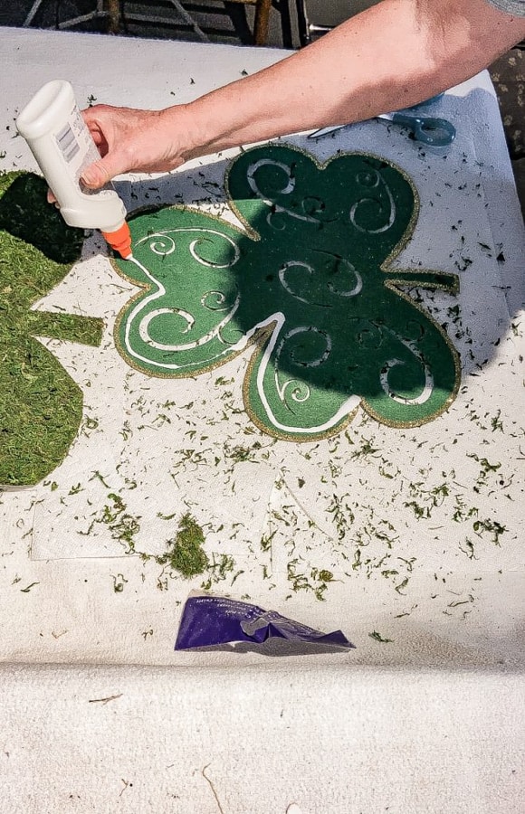 Add glue to Dollar Tree Shamrock Shaped Placemat