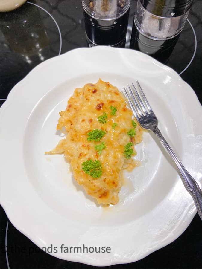 Easy Baked Chicken Reuben Recipe for St. Patrick's Day Themed Supper Club Menu and Recipe Ideas.  