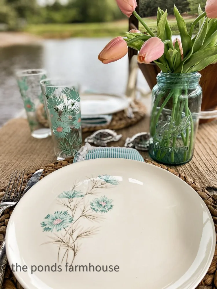 Ever Yours Vintage Dishes for a Mother's Day Brunch Table setting for A Memories of Mom theme