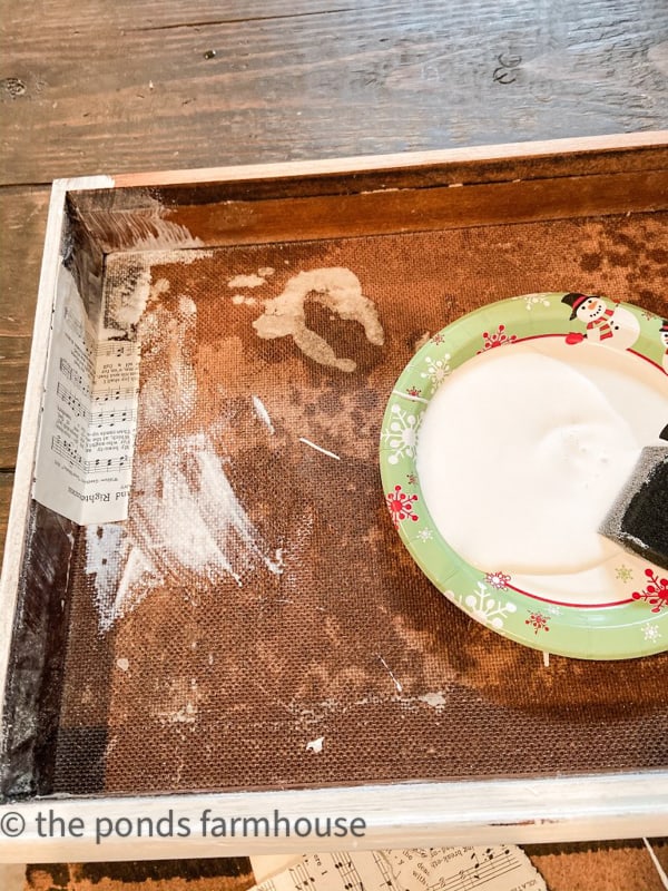 mod podge music sheets to the inside of old wooden box to make a stationery box.