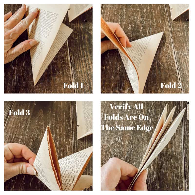 Fold vintage book pages to make paper flowers