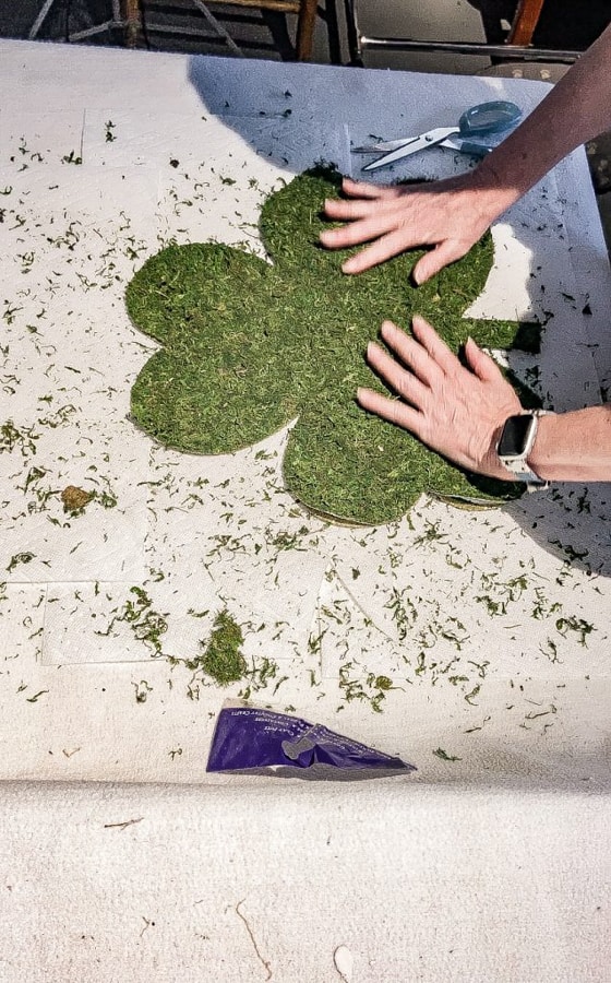 Sheet Moss is great for DIY Projects like Shamrock Placemats for St. Patrick's Day Tablescape.
