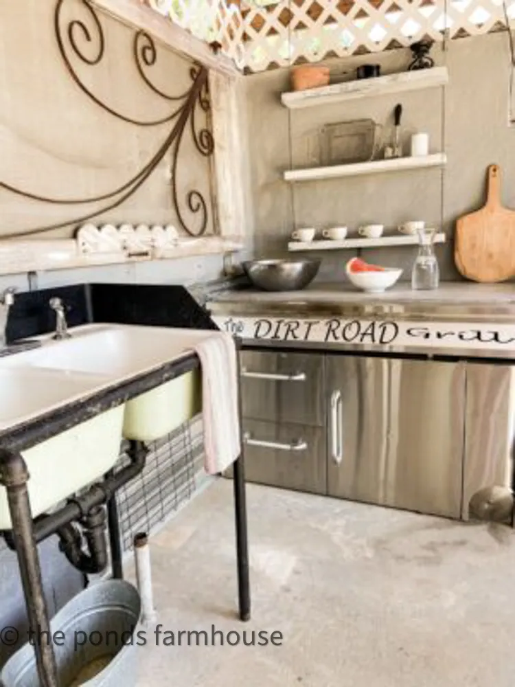 Vintage cast iron sink and grill