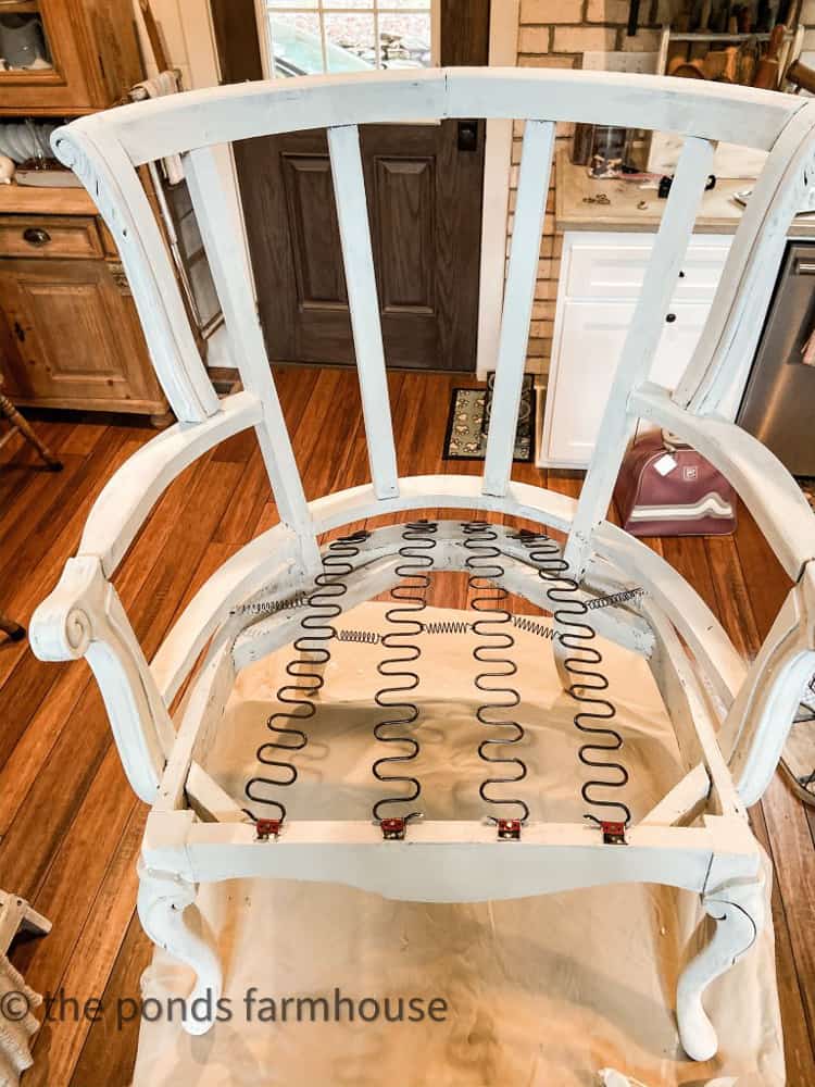 Deconstructed Chair painted white for a farmhouse style decorating.  