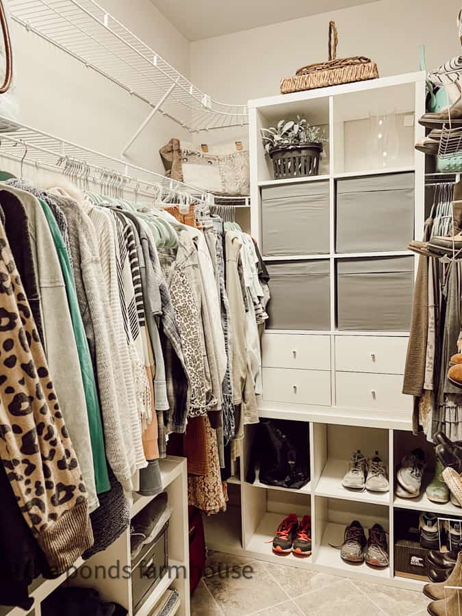 Budget Friendly Closet Design Ideas using IKEA Storage cubes and moving the wire racks into another position. 