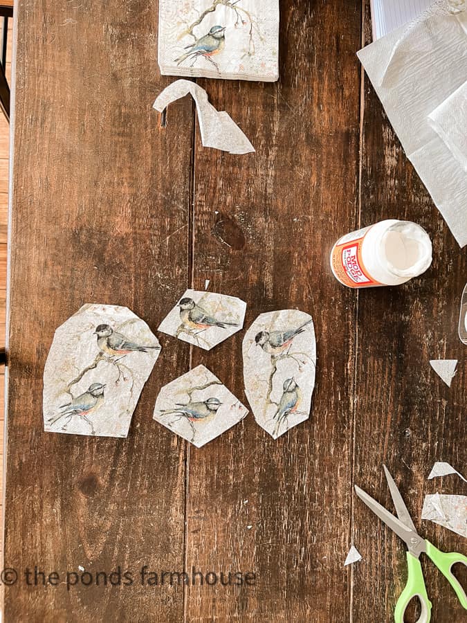 Cut napkin into smaller pieces to make DIY Easter Eggs for decorating your home this Easter Holiday.