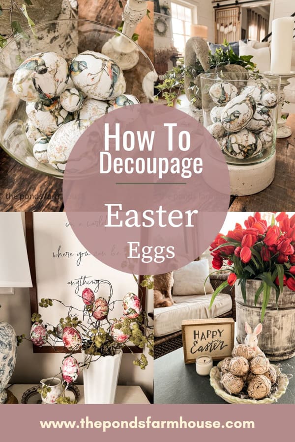 Easy DIY How to Decoupage Easter Eggs for Spring Craft Ideas.  Easter Decorations.  