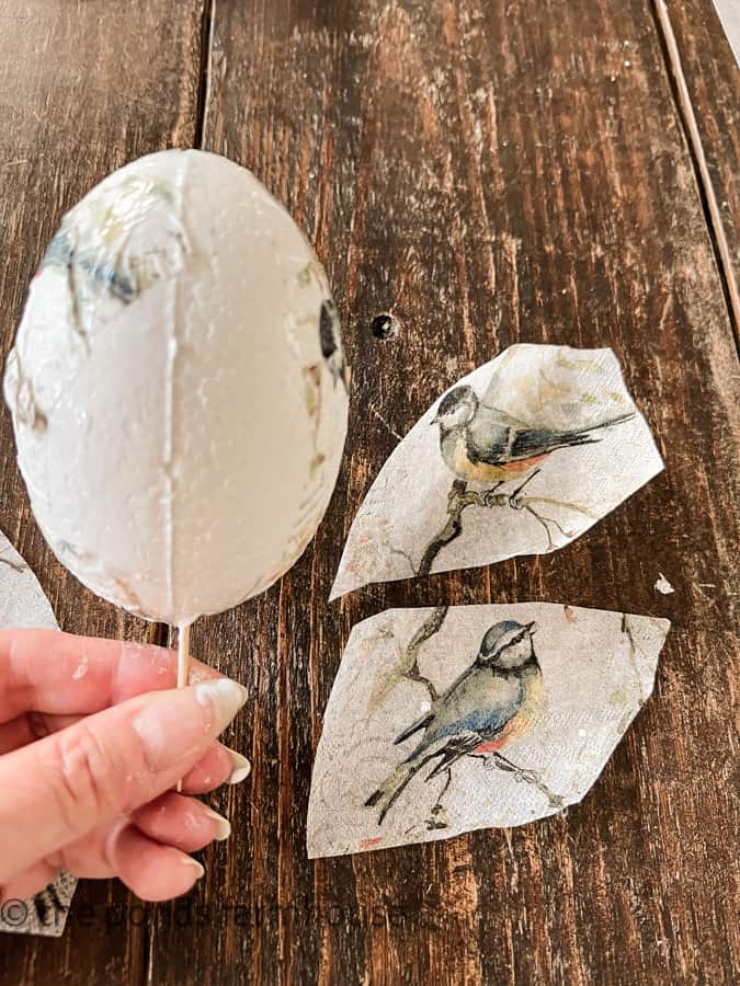 Use toothpick to hold the foam easter egg for Easter Craft
