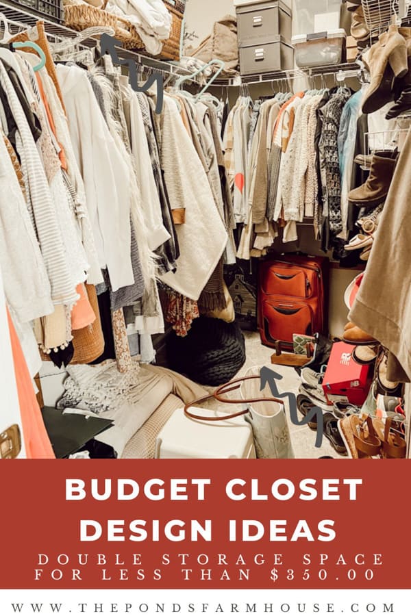 Budget Friendly Closet Design Ideas to double your storage space.  Easy DIY Closet Makeover Ideas