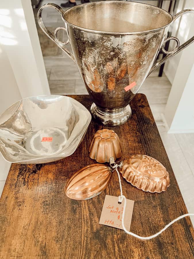 Tarnished Silver Vase and bowl with copper molds from Thrift store. 