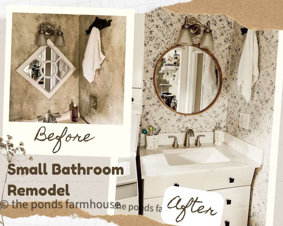 Tiny beach cottage bathroom remodel.  Small bathroom remodel on a budget with DIY Projects